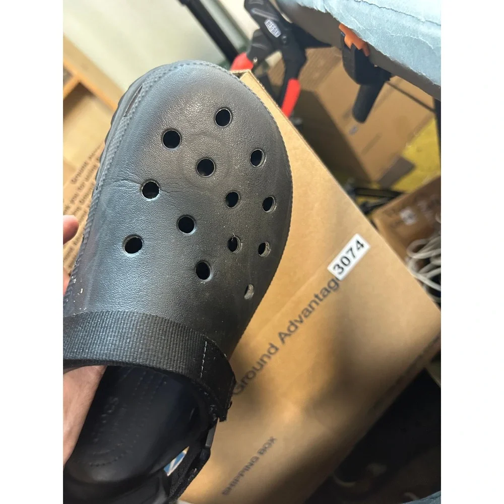 Crocs Classic Hiker Clog Black Platform Adjustable Strap Sandals Mens 8 Women 10